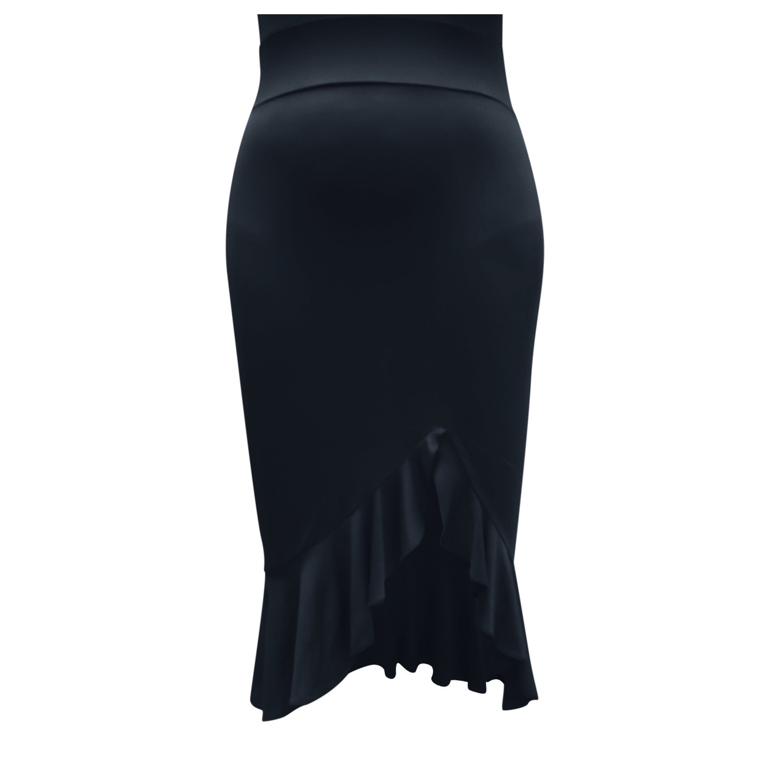 thumbnail image 5 of Vestido informal de invierno para mujer con hombros descubiertos, bajo con abertura, volantes, manga larga y cuello en V., 5 of 7